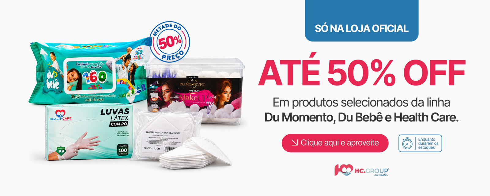 Até 50% de desconto em produtos selecionados na loja oficial HC Group